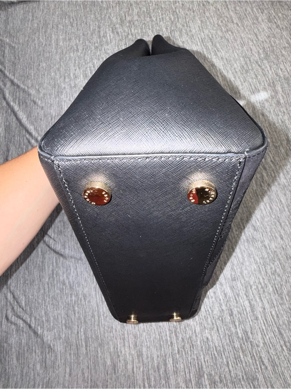Michael Kors Black Saffiano and Suede Leather Chevron-Texture Satchel - Picture 7 of 11